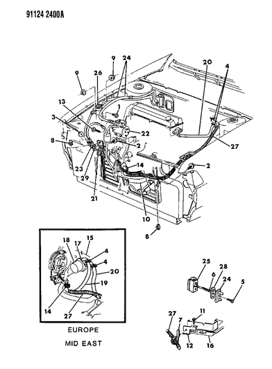 1991 Chrysler LeBaron Sedan Plumbing - A/C & Heater Diagram 1 - Thumbnail