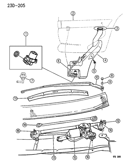 1996 Dodge Neon Wiper Blade Diagram for 5288236