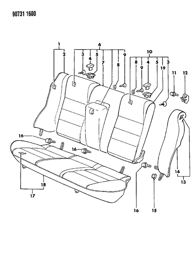 1990 Dodge Colt Rear Seat Diagram 2 - Thumbnail