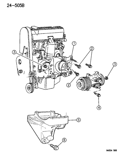 1996 Dodge Dakota Mounting - Compressor Diagram 1 - Thumbnail