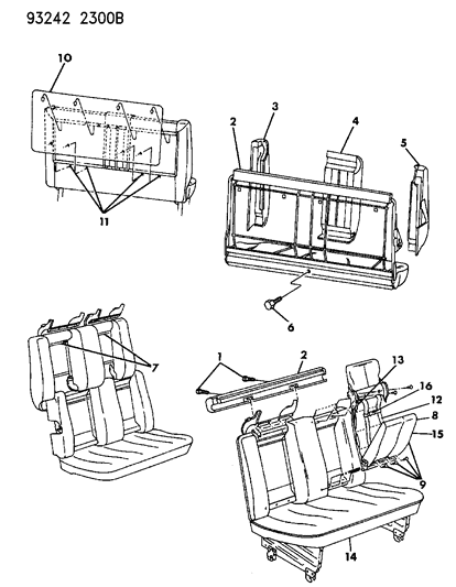 1993 Dodge Caravan Cushion, W/Spring, Frame, Pad And Cover (Child Seat Module) Diagram for HP99MB7