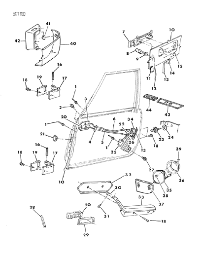 1985 Chrysler Executive Limousine Door, Front Shell, Handles And Controls Diagram 2 - Thumbnail