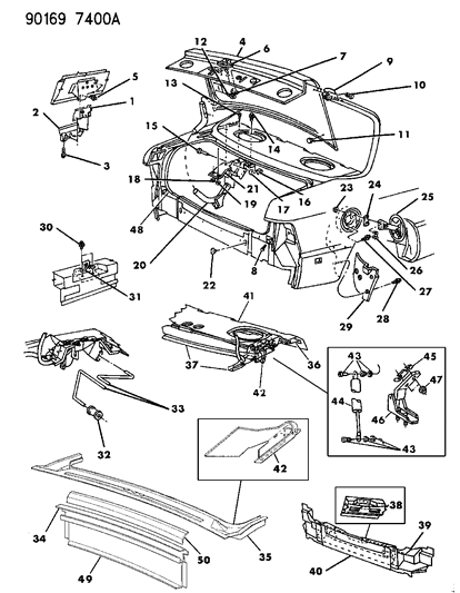 1990 Chrysler LeBaron GTC Liftgate Panel And Fuel Filler Door Diagram