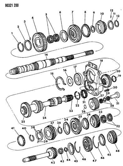 1993 Dodge Ram Wagon Gear Train, Overdrive Diagram