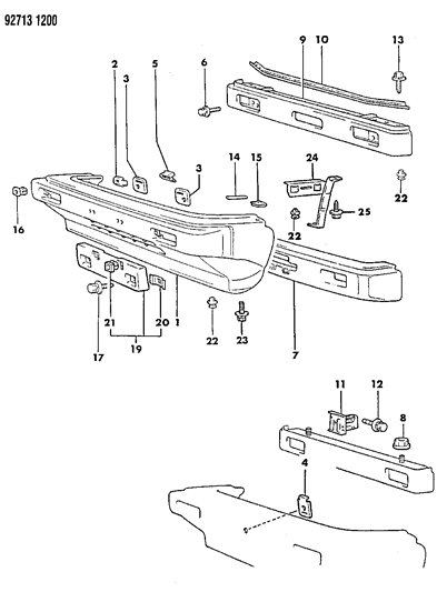 1994 Dodge Colt Bumper, Front Diagram 1 - Thumbnail