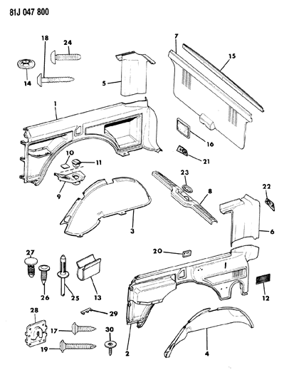 1986 Jeep Wagoneer Panels - Interior Trim, Rear Diagram 1 - Thumbnail