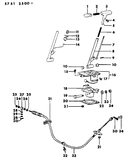 1985 Dodge Colt Controls, Gearshift of Automatic Transmission Diagram