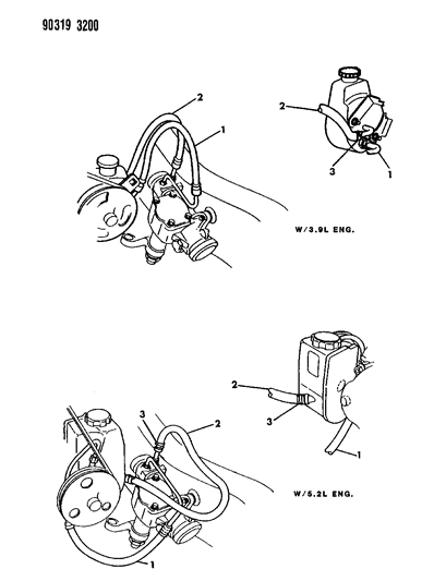 1993 Dodge Dakota Power Steering Hoses Diagram 2 - Thumbnail