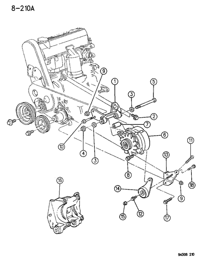 1996 Dodge Dakota Alternator & Mounting Diagram 2 - Thumbnail