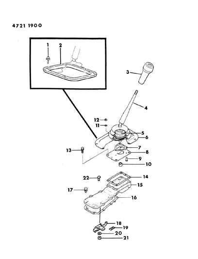 1984 Chrysler Conquest Controls, Gearshift of Manual Transmission Diagram