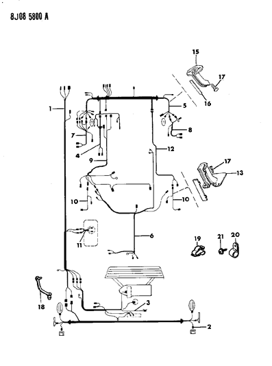 1987 Jeep Grand Wagoneer Clip, I/Lock Cable Routing Diagram for 34202362