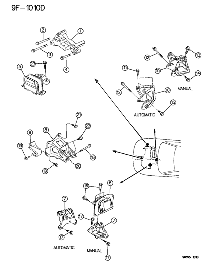1996 Dodge Stratus Engine Support Diagram for 4593410