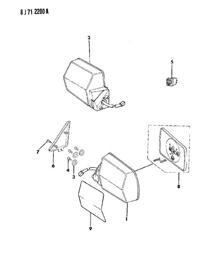 1987 Jeep Wagoneer Corner Cover Diagram for 55008031