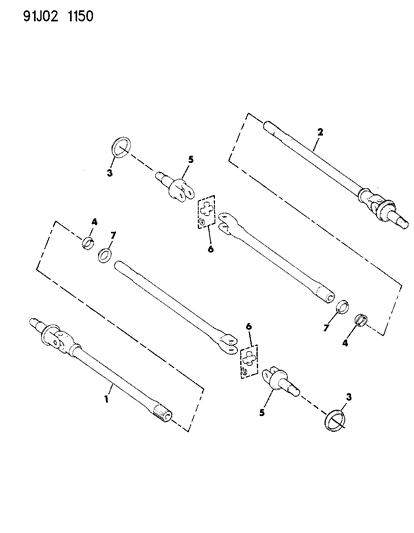 1992 Jeep Wrangler Shafts - Front Axle Diagram 1 - Thumbnail