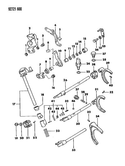 1994 Dodge Colt Control, Shift Diagram 3 - Thumbnail