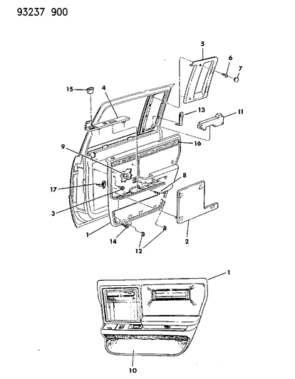 1993 Chrysler Imperial Door Trim Panel - Rear Diagram 1 - Thumbnail