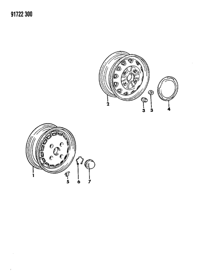 1991 Dodge Colt Wheel & Covers Diagram 2 - Thumbnail