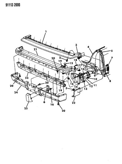 1991 Chrysler New Yorker Salon Fascia, Bumper Rear Diagram