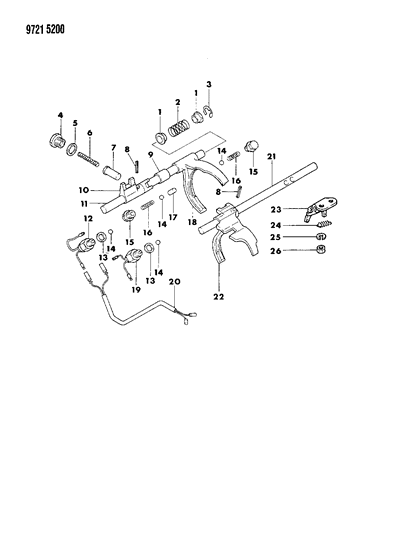 1989 Dodge Ram 50 Control, Shift Transfer Case of Manual Transmission Diagram