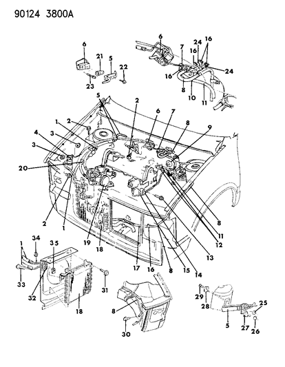 1990 Dodge Caravan Plumbing - A/C & Heater Diagram 1 - Thumbnail