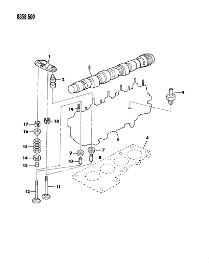 1988 Dodge Dakota Camshaft & Valves Diagram 1 - Thumbnail