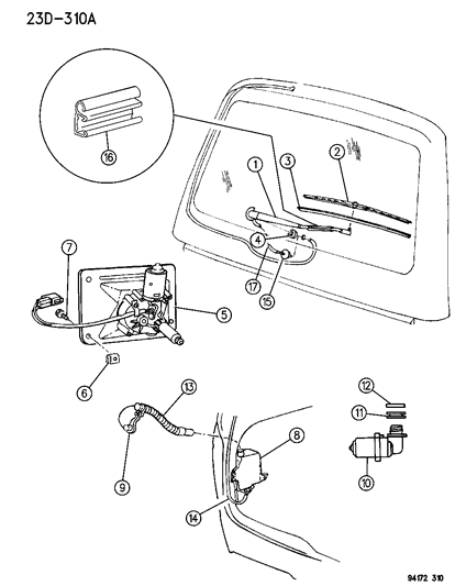 1994 Chrysler Town & Country Wiper Arm Diagram for 4673034
