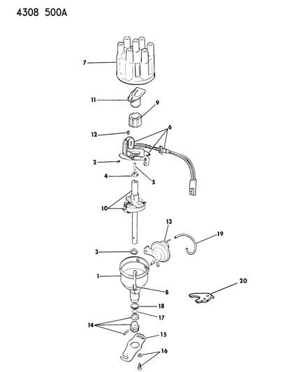 1984 Dodge D150 Rotor, Distribution Diagram for 3874401