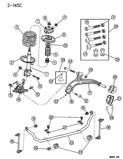1996 Dodge Grand Caravan Spring Front Coil Diagram for 4684519