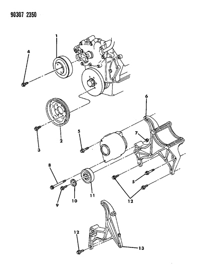 1990 Dodge Dakota Drive Pulleys Diagram 3 - Thumbnail