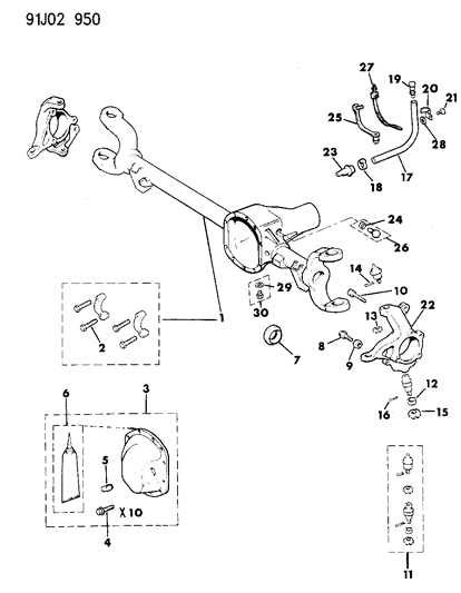 1992 Jeep Wrangler Housing - Front Axle Diagram 1 - Thumbnail