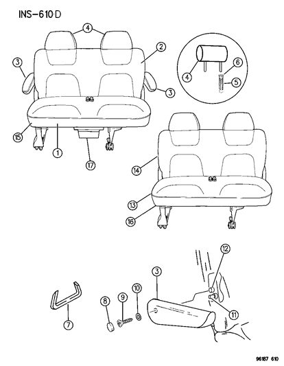 1996 Dodge Caravan Armrest And Cover Diagram for QD71SC3