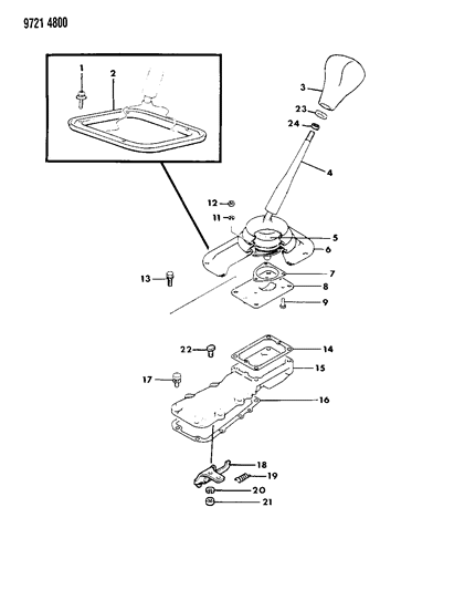 1989 Chrysler Conquest Controls, Gearshift of Manual Transmission Diagram