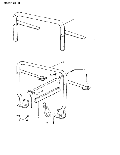 1991 Jeep Wrangler Adapter Assembly, Side Bar To Sport Bar, Right Diagram for 55016410