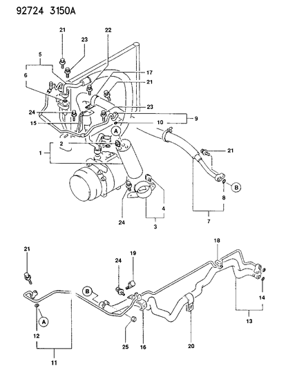 1994 Dodge Colt Plumbing - A/C Diagram 1 - Thumbnail