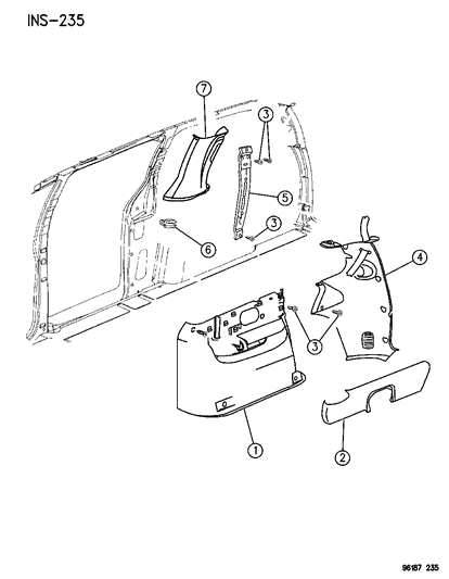 1996 Dodge Caravan Quarter Panel of Interior Trim Diagram 2 - Thumbnail