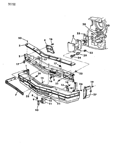 1985 Chrysler Executive Limousine Bumper, Front Diagram 3 - Thumbnail