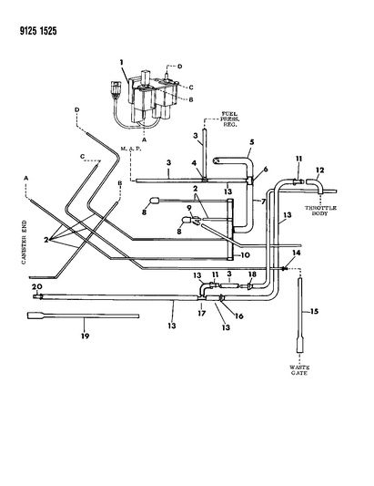 1989 Chrysler TC Maserati Emission Hose Harness Diagram 2 - Thumbnail