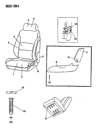 1990 Chrysler LeBaron GTC Front Seat Diagram 2 - Thumbnail