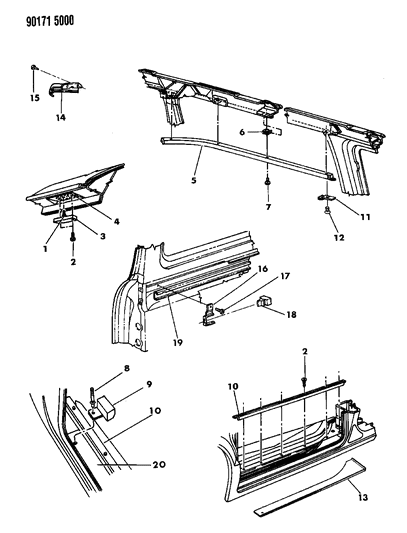 1990 Dodge Caravan Wedge Diagram for 4520040