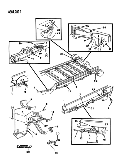 1988 Dodge Ram Wagon Lever & Cables, Parking Brake Diagram 2 - Thumbnail