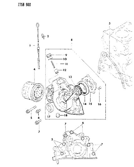1987 Chrysler Conquest Oil Pump & Oil Filter Diagram 1 - Thumbnail