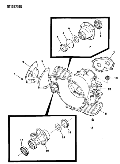 1991 Chrysler LeBaron GTC Case, Extension And Retainer Diagram