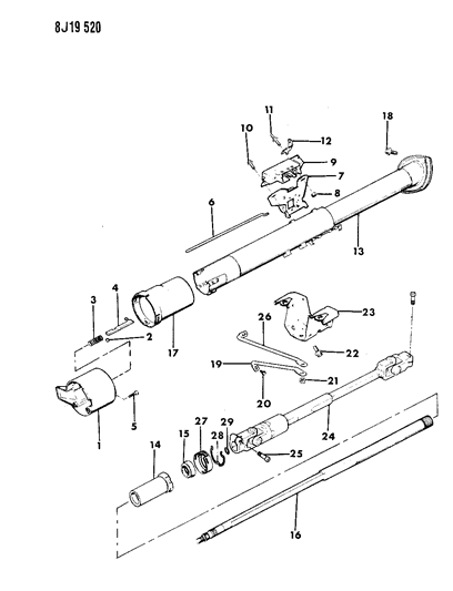 1990 Jeep Comanche Housing - Steering Column Lower Diagram 3 - Thumbnail