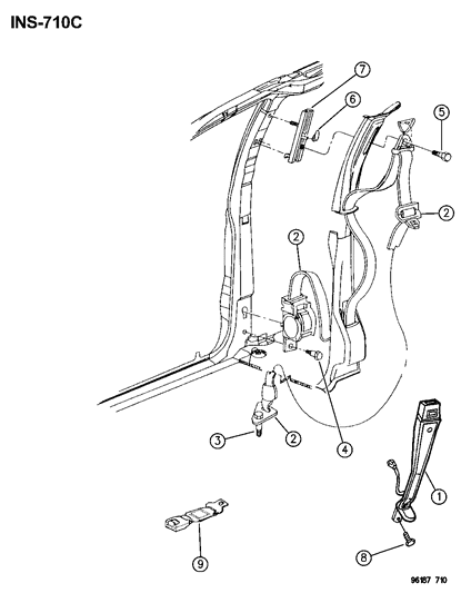 1996 Dodge Grand Caravan Buckle End Diagram for GP20SJK