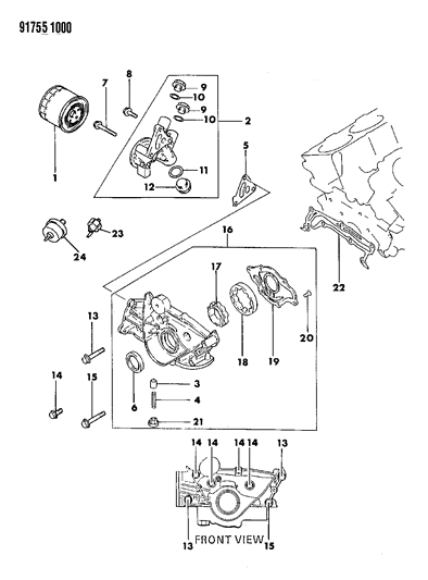 1991 Dodge Ram 50 Oil Pump & Oil Filter Diagram 2 - Thumbnail