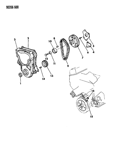 1993 Dodge Ram Wagon Timing Cover & Indicator Diagram 1 - Thumbnail