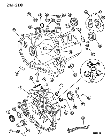 1996 Chrysler Sebring Coupe Case , Transaxle & Related Parts Diagram