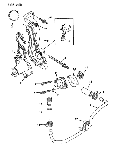 1986 Chrysler LeBaron Base Water Pump & Related Parts Diagram 2 - Thumbnail