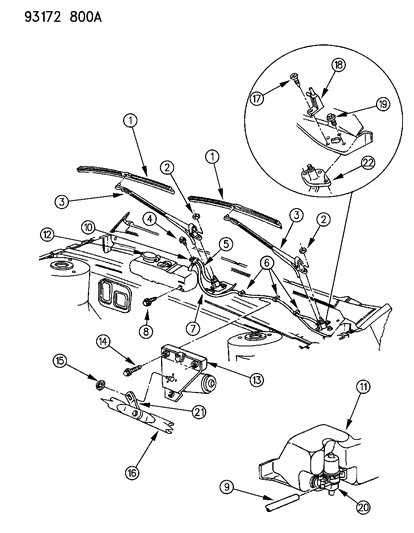 1993 Chrysler New Yorker Salon Windshield Wiper & Washer System Diagram