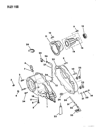 1992 Jeep Comanche Case, Extension & Miscellaneous Parts of Manual Transmission & Transfer Case Diagram 2 - Thumbnail